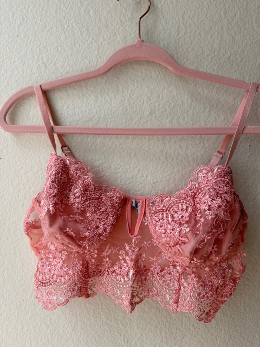 Blashe Pink Lace Bustier Crop Top Fairy Coquette Soft Girl Lingerie Romantic‎ L